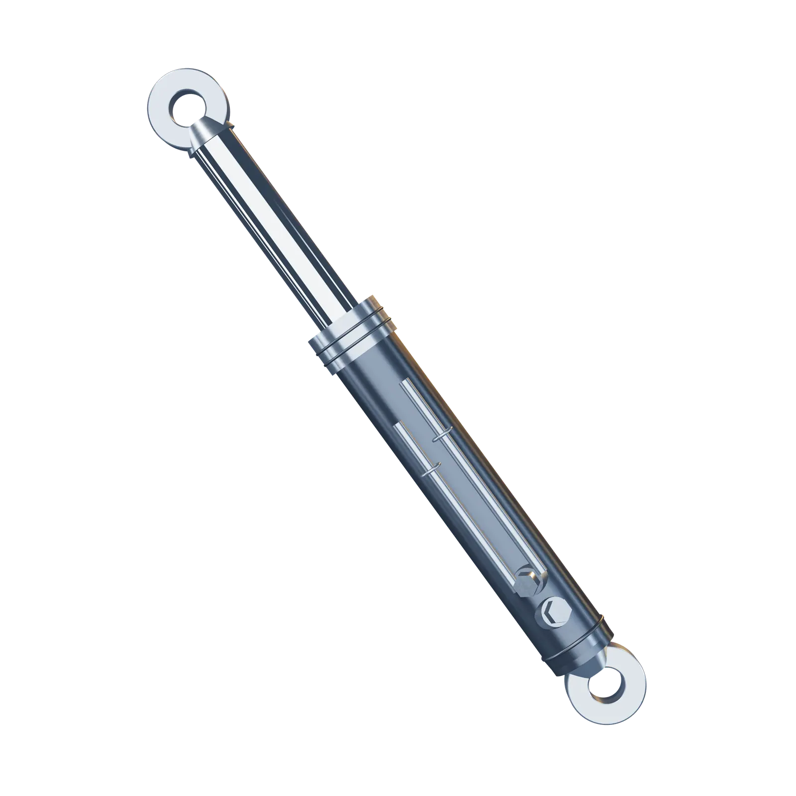 A hydraulic ram turning on a clean field